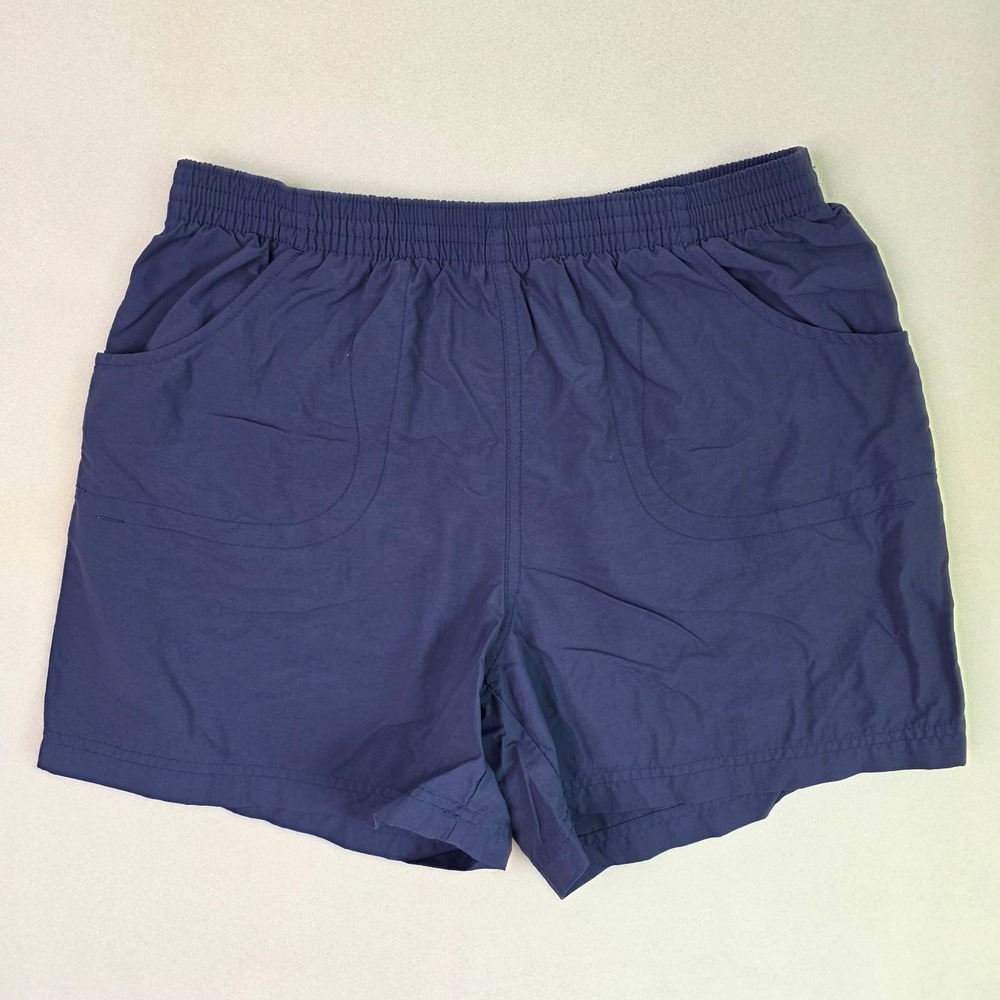 Columbia Shorts Women's Small Navy Blue Nylon Hiking Elastic Waist Zip Pocket